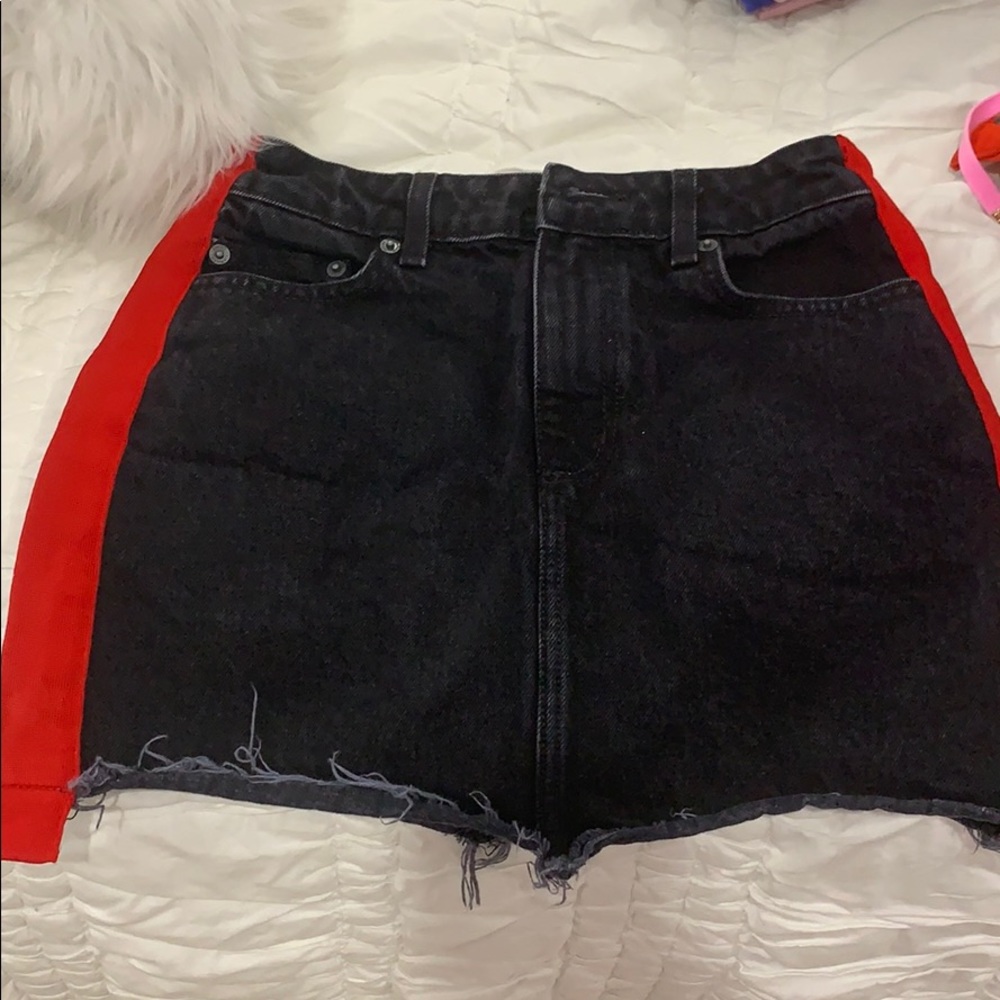 carmar black and red jean skirt